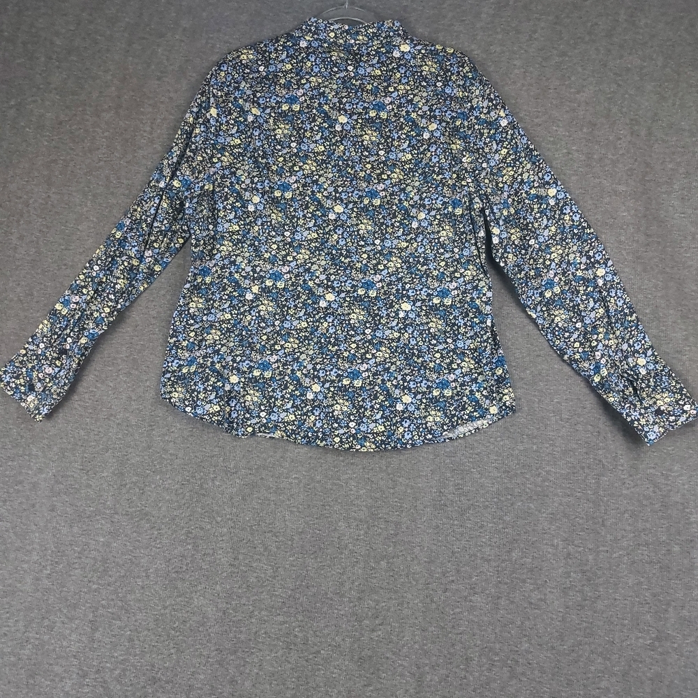 LAUREN RALPH LAUREN WOMENS NON IRON BLUE MICRO DITSY FLORAL COTTON SHIRT SZ XXL - Picture 8 of 8